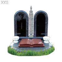 Ornement commémoratif traditionnel pour cimetière, monument funéraire en granit noir sur mesure
