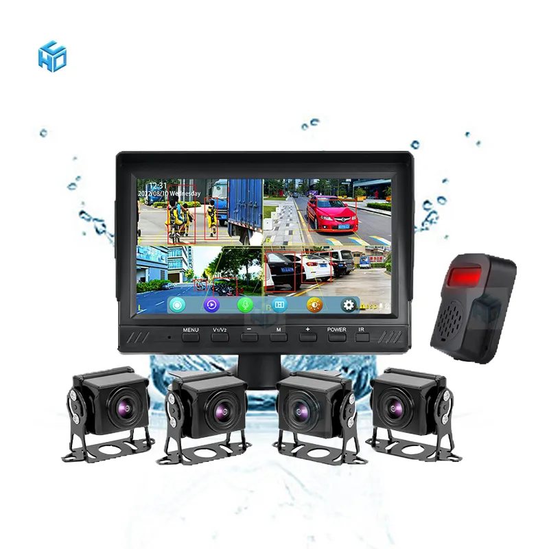 Camion 2CH 7 pouces 1024 * 600IPS affichage voiture vidéo inverse 256G TF moniteur d'enregistrement 1080P BSD AHD DVR moniteur