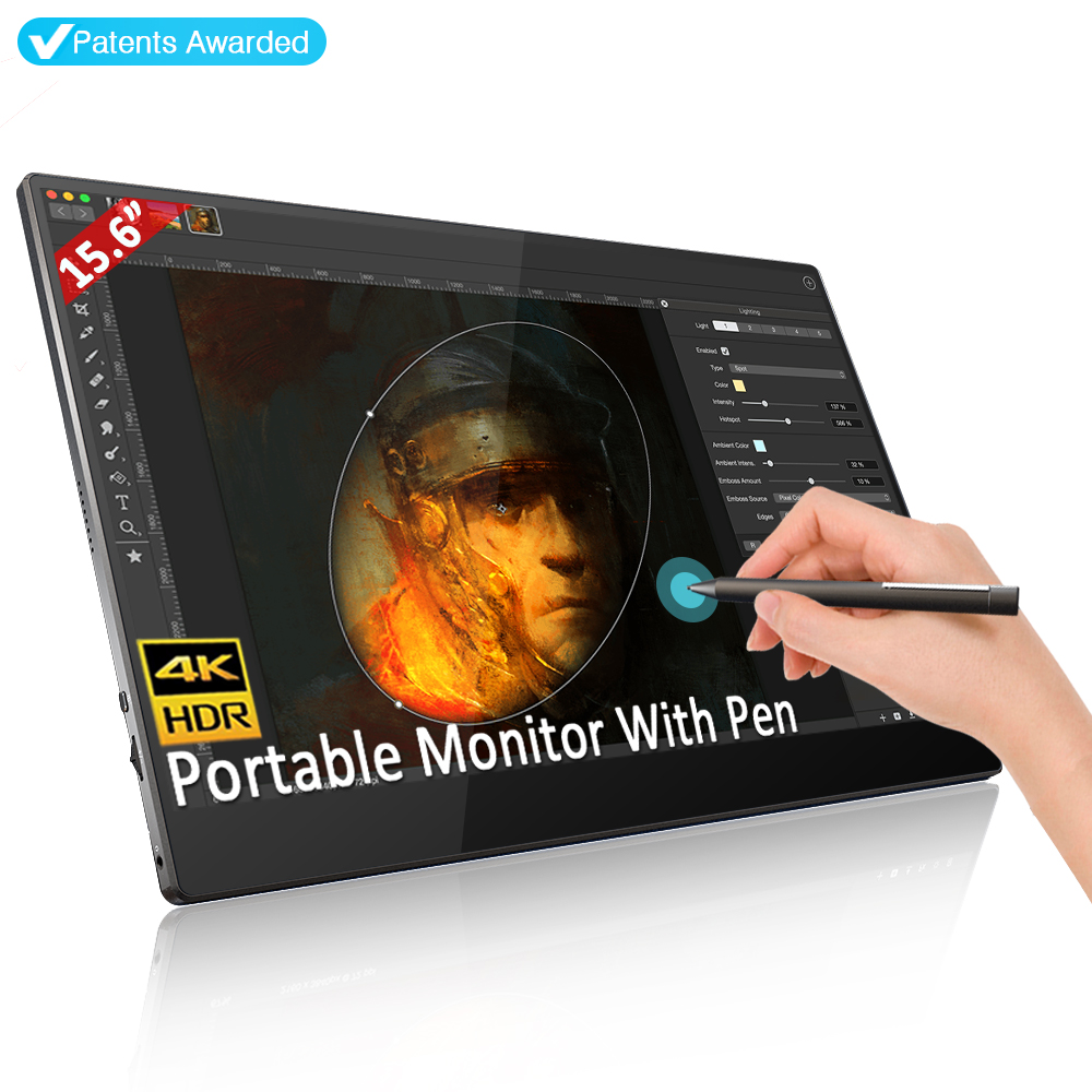 Sibolan touch 4k portable monitor 15.6 inch screen portable monitor for ps5 laptop drawing support digital stylus pen