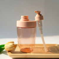 Logo personnalisé Bouteilles PET à large ouverture 500ml 1000ml Bocaux en plastique rose pour cosmétique