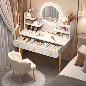 Coiffeuse K moderne et minimaliste pour chambre à coucher, table de maquillage pour petit appartement, nouveau style 2026, pour logement locatif - Product Image 1