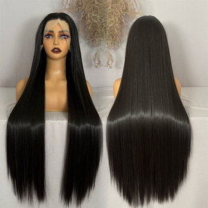 Perruque Droite Pré-Pluckée <span class=keywords><strong>en</strong></span> Dentelle Suisse 250 Densité 32 Pouces, <span class=keywords><strong>Cheveux</strong></span> Synthétiques Vierges Bruts, Perruques Frontales <span class=keywords><strong>en</strong></span> Dentelle HD Transparente 13x4 <span class=keywords><strong>en</strong></span> Gros - Product Image 2