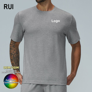 RUIQUWIN Custom Logo Men's Knitted Solid Sports T-<b>shirt</b> Manufacturer OEM Plus Size <b>3XL</b> 4XL Quick Dry Moisture Wicking - Product Image 1