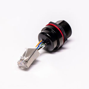 Connecteur étanche IP67 <span class=keywords><strong>RJ45</strong></span> <span class=keywords><strong>Femelle</strong></span> vers Mâle <span class=keywords><strong>Montage</strong></span> sur panneau frontal PCB avec câble arrière - Product Image 4