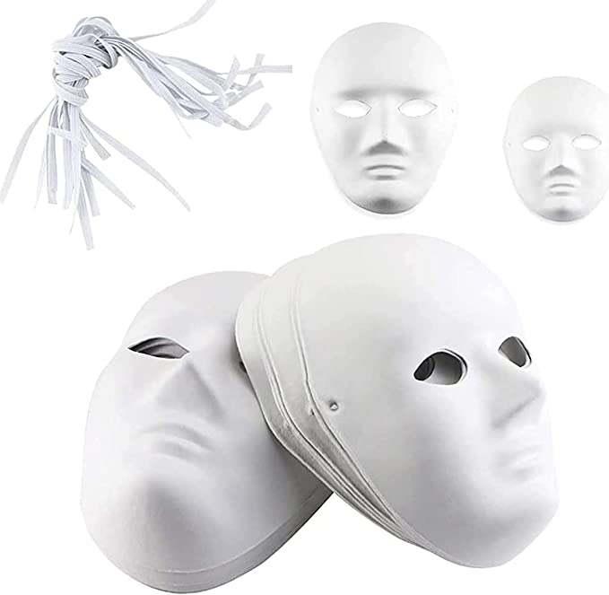 White DIY Full Face Masks Party Full Face Masks high-quality pulp material Paintable Paper Mask for halloween Masquerade