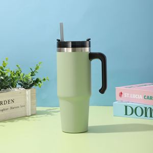 304 Stainless Steel <b>Double</b> <b>Wall</b> Vacuum Tumbler 20oz Car Travel <b>Cup</b> With Handle Straw for Outdoor Use - Product Image 1