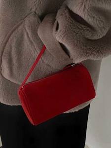 Bolso cilíndrico de gamuza vintage, bolso de mano cruzado de hombro de cuero de verano para mujer - Product Image 4