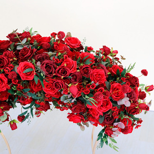 LFB2398-1 <span class=keywords><strong>Centrotavola</strong></span> da Matrimonio di Lusso in Metallo Dorato con Fiore Rosso Decorativo - Product Image 5