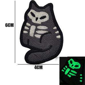 Brodé drôle dessin animé chat série Badge lumineux fantôme chat tactique moral patchs pour chapeaux sacs à dos et décoration de vêtements - Product Image 4