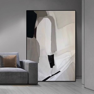 Pintura al Óleo Abstracta, Cuadro Grande con Marco Metálico, Arte Contemporáneo para Sala de Estar, Decoración de Pared para Sofá, Visual 3D - Product Image 3