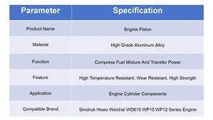 活塞 VG1246030015 适用于中国重汽豪沃潍柴 WD615 WP10 WP12 卡车发动机大修气缸维修配件 M - Product Image 5