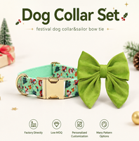 Collier pour chien imprimé Noël viral, ensemble mignon pour l'hiver avec nœud papillon marin en velours pour petits et moyens chiens, tenue quotidienne