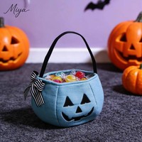 Sac fourre-tout en peluche W02, motif citrouille brodé, mignon et tendance, idéal pour les cadeaux et bonbons des enfants pour Halloween