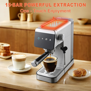 Machine à café expresso en acier inoxydable 20 bars avec pompe et mousseur à lait semi-automatique pour appareils électroménagers et petits bureaux - Product Image 4