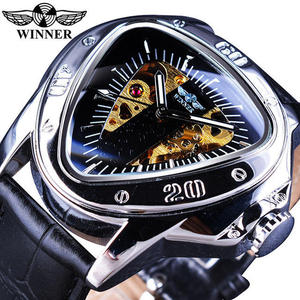 Reloj de pulsera de lujo para <span class=keywords><strong>hombre</strong></span>, nuevo modelo <span class=keywords><strong>2022</strong></span>, estilo Steampunk, con movimiento mecánico automático de esqueleto triangular dorado. - Product Image 5