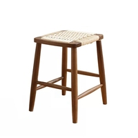 Tabouret de cuisine en bois en corde rembourrée populaire, chaise de Bar, tabouret de comptoir