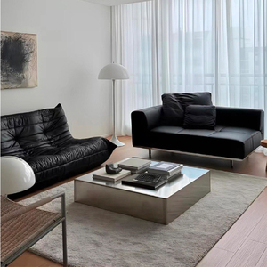 Bàn cà phê kim loại thép không gỉ tối giản kiểu Ý hiện đại đơn giản bề mặt mờ chải nhám nội thất gia đình cho phòng khách nhỏ sang trọng - Product Image 5