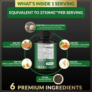 OEM/ODM Private Label Psyllium Husk & Fenugreek капсулы диетические добавки для здоровья кишечника с яблочным уксусом, куркумой - Product Image 2