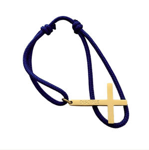 <span class=keywords><strong>Pulsera</strong></span> <span class=keywords><strong>de</strong></span> Cuerda Ajustable con Cruz Lateral <span class=keywords><strong>de</strong></span> Acero Inoxidable para Hombre, Joyería Religiosa Personalizada Unisex, Regalo - Product Image 1