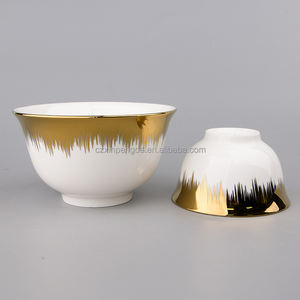 Plato de cerámica para restaurante, cuenco con borde dorado único, OEM - Product Image 2