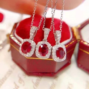 Pendentifs en rubis et diamants, collier en rubis, or 14K 18K, ovale, rouge, colliers plaqués or, bijoux pour femmes - Product Image 5