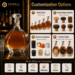 Vente en gros de bouteilles en verre de haute qualité pour vin de fruits, liqueurs, bouteilles en verre transparent avec bouchons pour whisky, <span class=keywords><strong>vodka</strong></span> et gin - Product Image 2