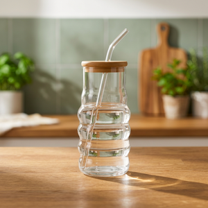 ERKUGO 900ml <b>Large</b> Capacity Modern Motivational Glass <b>Mug</b> Bamboo Lid Free Straw Dishwasher Microwave Safe Drinkware - Product Image 3