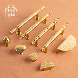 Hammered Brass Handles - Hammered <strong>Gold</strong> Finish Wardrobe <strong>Pulls</strong> &amp; Single Hole <strong>Drawer</strong> Knobs - Product Image 2