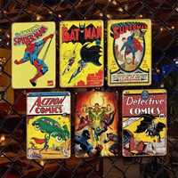 Cadeaux personnalisés, figurines de super-héros de dessins animés, vente en gros d'usine, plaques en métal rétro vintage pour la décoration murale de bar et de maison