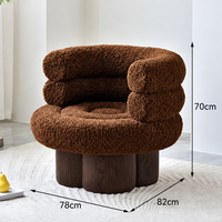 Fauteuil convertible moderne Sherpa pour petit appartement, chaise longue individuelle avec structure en placage de noyer, confortable, en laine, pour salon et maison