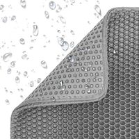 Tapis de litière pour chat double couche en EVA, anti-éclaboussures, à structure alvéolée, avec rebord surélevé, lavable, et grattoir pour pattes