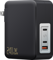 Chargeur mural pliable USB-C 240 W ultra-rapide et premium pour iPhone et MacBook