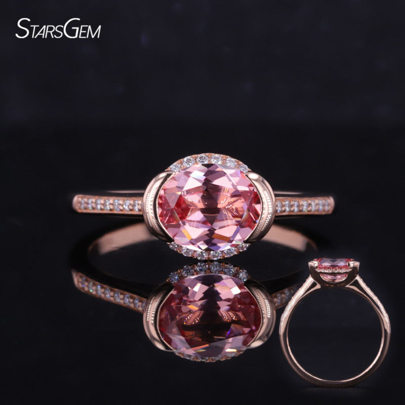 lab sapphire padparacha color 14K