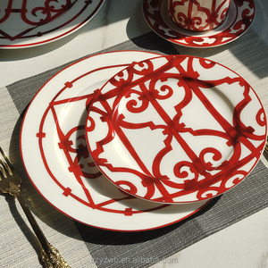 Plato de Comedor Rojo Chino de 10 Pulgadas y 8 Pulgadas, Plato para Cena Familiar, Plato para Ensalada, Plato Decorativo para Postre de Hotel - Product Image 6
