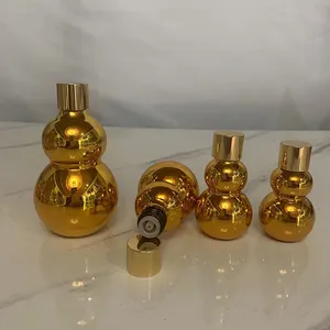 Hengjian leer 20ml 30ml 50ml 100ml Gold leeres Glas ätherisches Öl Parfüm Fläschchen mit Stopper Abdeckung für Hautpflege Serum