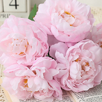 Pivoine en soie haut de gamme semi-fait main à tige unique, fleurs artificielles chinoises de style herbacé, pour salon et table à manger