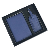 Portefeuille de passeport en cuir Saffiano gravé sur mesure, porte-passeport personnalisé et ensemble d'étiquettes de bagages avec boîte cadeau