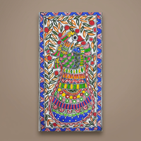 Peinture Madhubani 3D artisanale de qualité supérieure sur toile, art populaire héritage du Jharkand, provenant du Bihar, pour la décoration intérieure 400