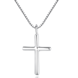 قلادات وتعليقات على شكل صليب للنساء، قلادة صليب من الفضة الإسترلينية عيار 925، مجوهرات راقية - Product Image 1