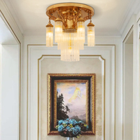 Plafonnier en cristal led doré de luxe pour chambre à coucher européenne Plafonnier français Rococo Foyer Allée Plafonnier en laiton