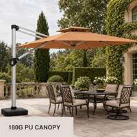 Parasol romain inclinable à rotation 360 degrés, 2,5 m, 3 m, mât en aluminium de 77 mm, double toit en PU de 180 g pour terrasse de restaurant