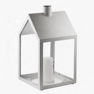 Linternas decorativas europeas para velas en forma de cabaña, farol de acero inoxidable pulido, antiguo, soporte para velas - Product Image 5