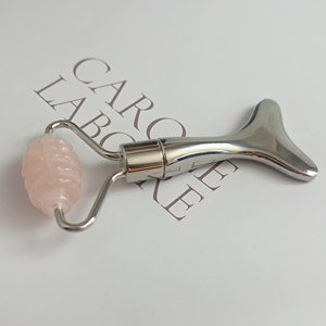 Zinc Alloy Metal Fish Tail Shape Guasha and Rose Quartz <b>Roller</b> Facial <b>Massage</b> Tool Jade Face <b>Roller</b> and Gua Sha Set - Product Image 1