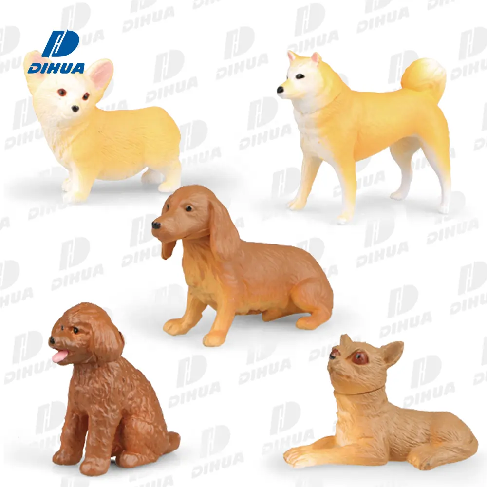 1/10 Collect Model Plastic Animal Figure Precious Dog Series Figure Dog Toys Set High Simulation