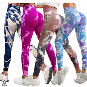 100 nuevo color mármol Tie Dye Leggings sin costuras trasero Scrunch leggings botín Tie Dye medias suaves mujeres push up Yoga Pantalones