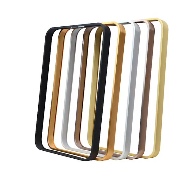 Bulk Custom Black, Silver and Gold Tone Art Frames Crafted From Aluminum Designed for Mirrors and Paintings of Unique Shapes.