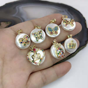 Collier en perles d'eau douce pour hommes, <span class=keywords><strong>pendentif</strong></span> en perles naturelles baroques, collier à breloques en Zircon coloré, Micro pavé, nouvelle collection - Product Image 2