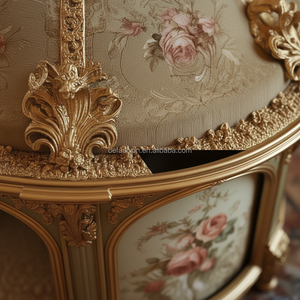 OE-FASHION Maison pour chien en bois massif hexagonal doré antique, pavillon de luxe pour animaux de compagnie de style rococo avec toit en forme de dôme - Product Image 3