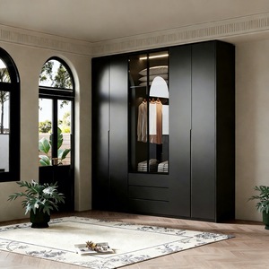 2026 Modern Wardrobes Custom Bedroom Combination Cabinets Black Luxury Glass Wardrobes Custom <strong>Closet</strong> - Product Image 1
