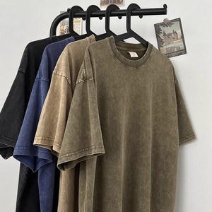 Camisetas de Estilo Vintage, Lavadas al Ácido, Estilo Urbano, Desgastadas, 100% Algodón, Tallas Grandes para Hombre - Product Image 3